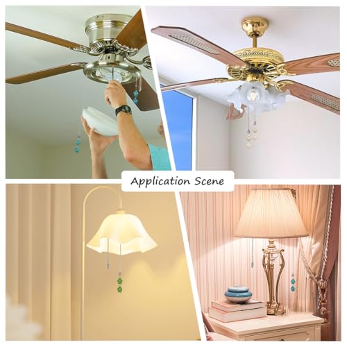 Image of CRASPIRE 12Pcs Turtle Ceiling Fan Pull Chain 3 Colors 14.37 Inch Synthetic Turquoise Summer Sea Ocean Beach Animal Hanging Charm Ornament Ball Chain Dangler Extender for Ceiling Fan Light Lamp Decor