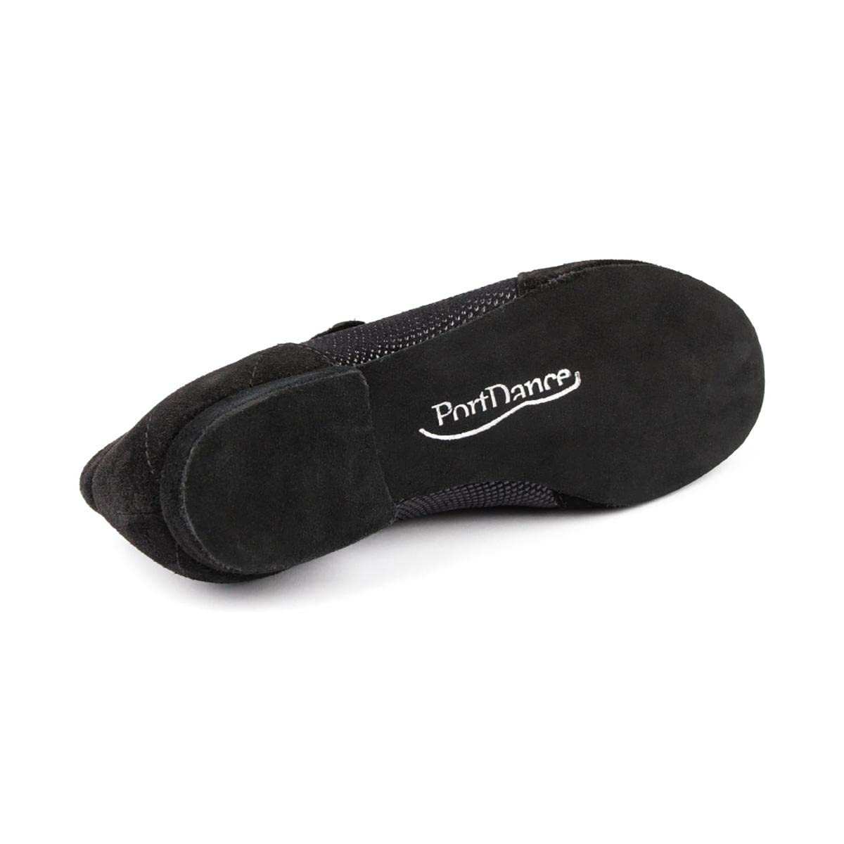 Portdance Damen Tanzschuhe PD07 - Nubuck/Beverly Schwarz - 1 cm Micro-Heel - Normalweite - Made in Portugal