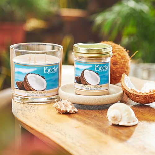 Becky Home Coconut Beach Scented 3-Wick Candle In Glass Jar thumb #3