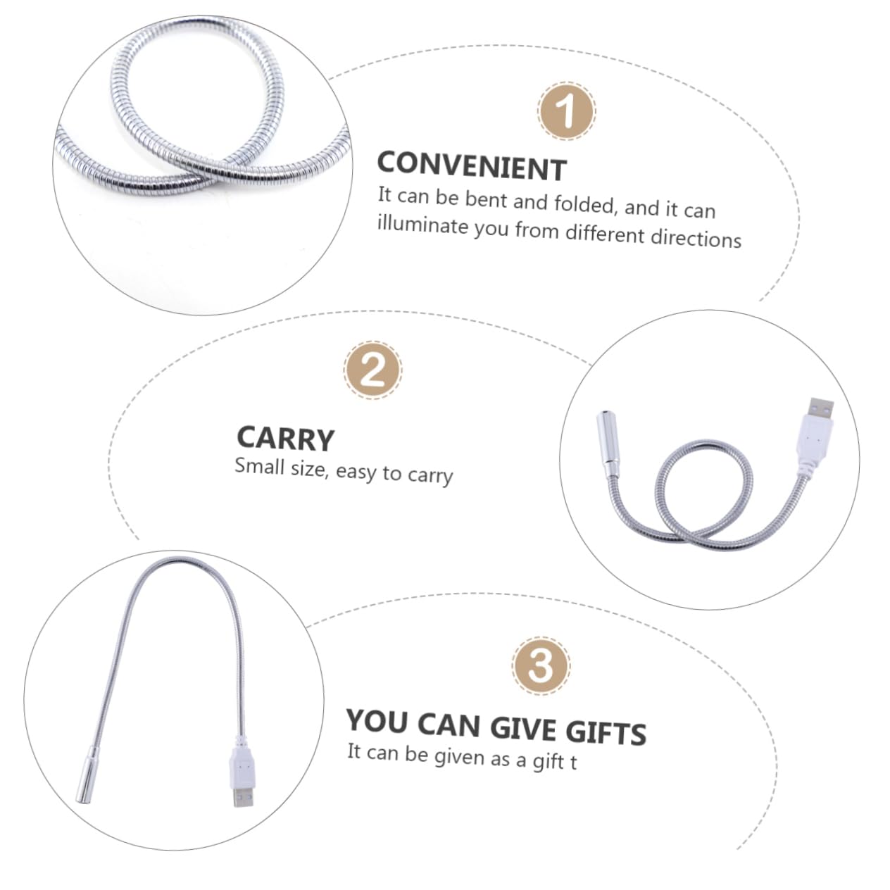 Uonlytech 4pieces Flexible Gooseneck Led Reading Lamp USB-Powered Light for Laptop Desktop for Office Study and Bedroom Use Eye-Caring Design Hours Lifespan