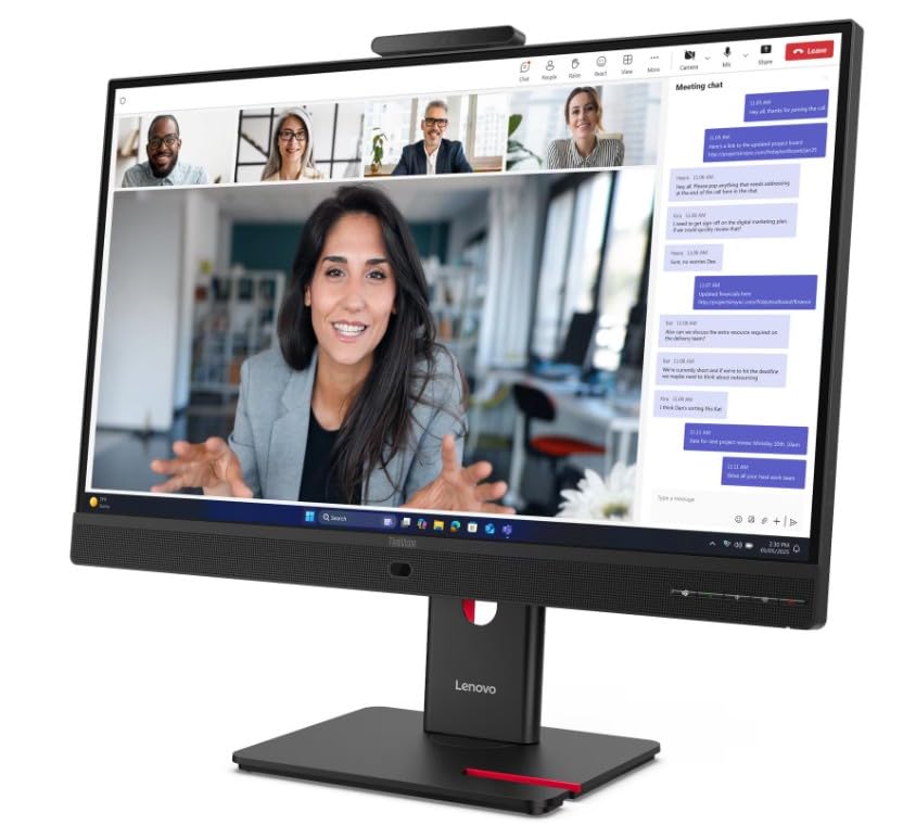 Image of Lenovo ThinkVision T27QD-4v 27-Inch QHD IPS Monitor | VRR of 48-120Hz, USB-C Hub with 100W PD, RJ45 Ethernet, 5MP AI Webcam, Height Adjustable Stand