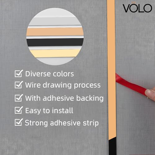 Image of VOLO Stainless Steel 5 Meter /16.4ft Mirror Finish Weather Strip - Waterproof Self-Adhesive Tape for Tile Gap, Wall, Cabinet, Kitchen & Floor - Peel & Stick Adhesive Strip (ROSE GOLD, 25MM (1 INCH))
