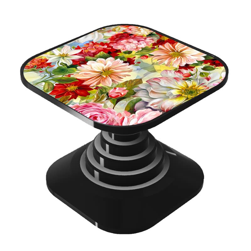 Dwellamor Mobile Holder Grip & Stand for Phones, Tablets, Finger Selfie Holder Matte Finish Socket 360 Degree Rotating Expanding Square Mobile Socket Grips for Smartphones Floral Art [KIO21]-image-11