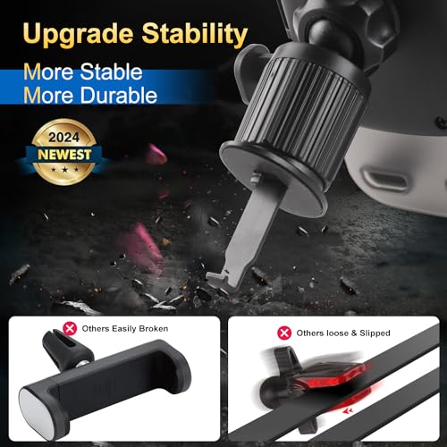 Image of Steel-Hook Air Vent Car Phone Mount Clip Military-Grade Shockproof Universal Car Cell Phone Holder - for All 4-7.2 inch in smart Vertical Screen Cell Phones