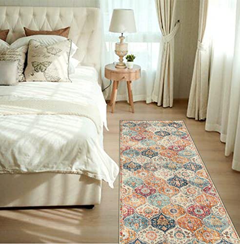 Lahome Moroccan Hallway Runner Rug - 2'5''X8' Ultra-Thin Vintage Washable Rug Runner Oriental Rug Non-Slip Kitchen Runner Indoor Throw Carpet For Entryway Bedroom Laundry Room(2'5''X8',Cream) #TOP6