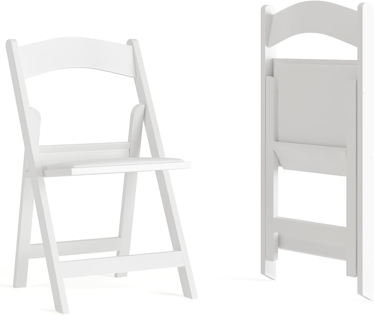 Hercules Series Folding Chairs for Weddings and Formal Events, Stackable Commercial Event Seats with 1,000-lb. Static Weight Capacity, Set of 2, White