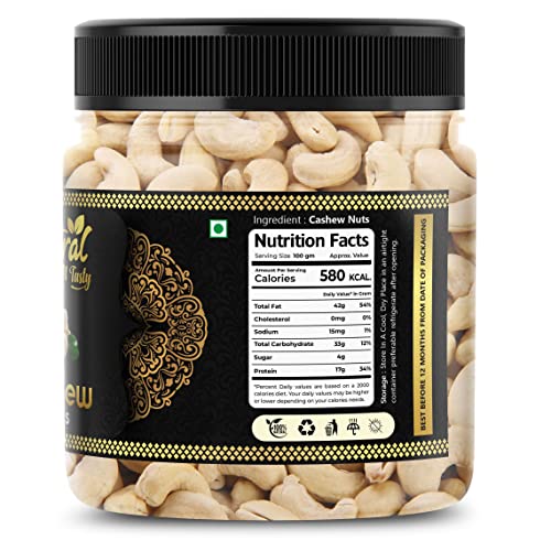 Image of Natural 'n Tasty Premium Whole Cashew Nuts, Crunchy Kaju, Rich in Protein, Vacuum Packed, Healthy Dry Fruit Snack (500g)