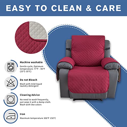 Xineage Water Resistant Recliner Cover, Nonslip Recliner Chair Covers For Reclining Chair With Pockets, Quilted Thick Recliner Slipcovers For Pets And Kids (Recliner, Red) #TOP6