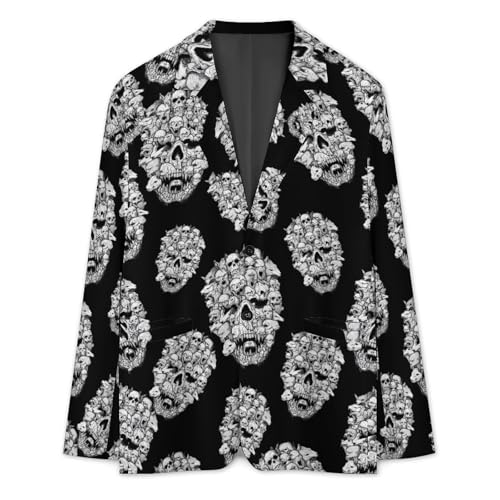 Animal Skull Angry Mens Suit Jacket Lapel Blazers V Neck Button Business Coat Tuxedo for Wedding Party3