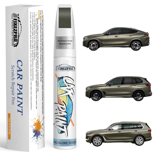 Image of C3D Manhattan Green Metallic Touch Up Paint for BMW, Color Exact Match Car Paint Scratch Repair Remover Pen Kit Quick & Easy Fix Vehicle Chips and Automotive Nicks Scuff