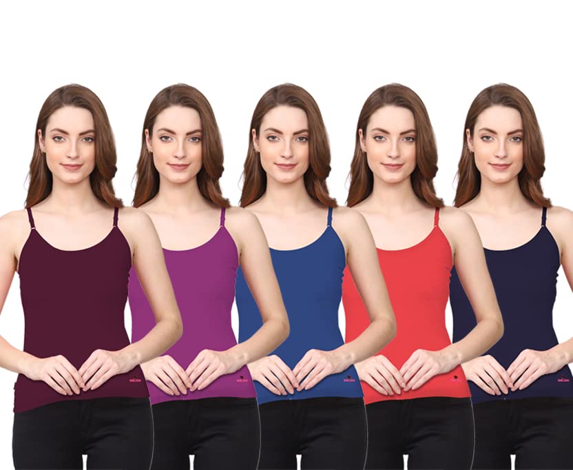 selsia Pure Cotton Women's Regular Fit Adjustable Slips (X-Large_Multicolor) Combo Pack of 5-picture-37