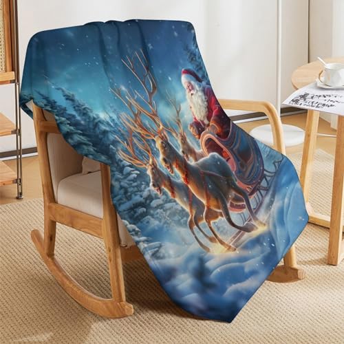 Couverture Le père Noël douce en flanelle pour voyager et canapé - 8