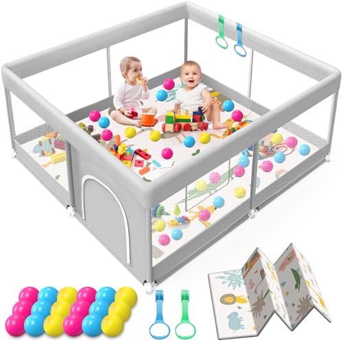 Baby Playpen with Mat, 50x50 Inch Playpen with Mat Waterproof for Babies and Toddlers Play Pen...