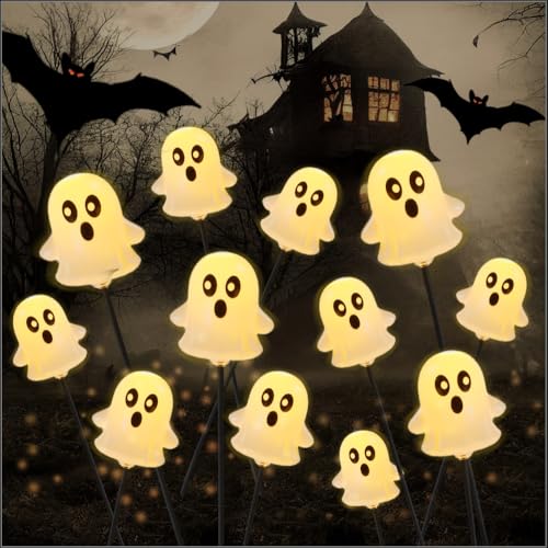 JOYIN Halloween Decorations Outdoor Solar Cute Ghost Lights, 2 Pc...