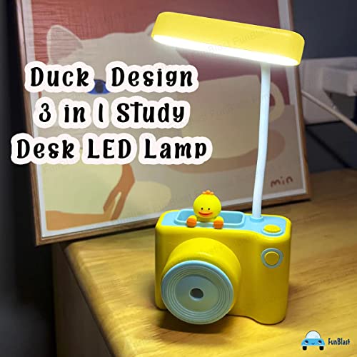 Image of FunBlast Rechargeable Desk Table Lamp- 3 in 1 Study Desk LED Lamp with Eraser, Sharpener and Pen Holder, Electric Table Lamp, Adjustable Study Desk Lamp for Study Room, Home /Office (Duck)