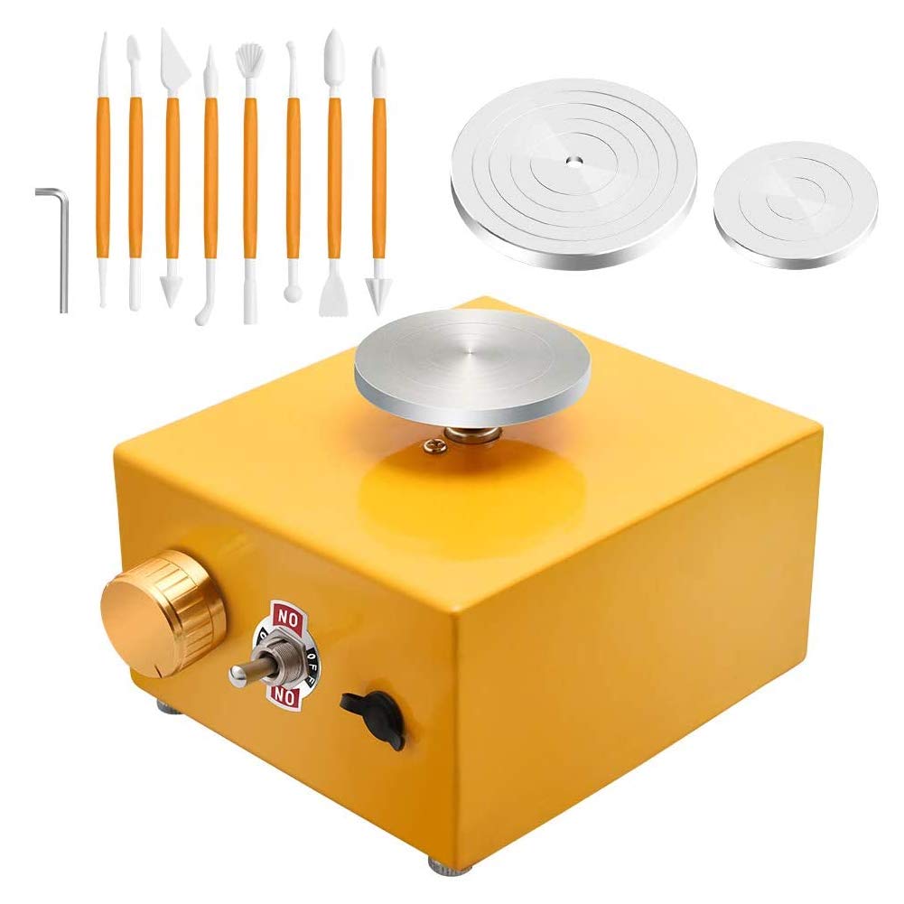 Mini Töpferscheibe Elektrische Töpfermaschine mit 6,5 cm &10 cm Drehteller DIY Töpferscheibe Maschine für Kinder DIY Keramik Anfänger