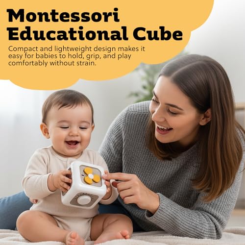 Image of Toytastic Montessori Baby Activity Cube - Multi-Sensory Learning Toy with Buttons, Switches, Dials & Rotating Fan for Toddlers