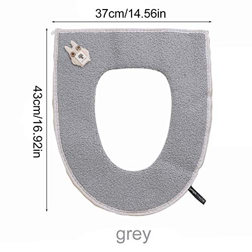 JPYH WC-Sitzwärmer, Toilettensitzwärmer, 2 Stück Dicke U-förmige WC-Sitzwärmer Universelles weich waschbares Toilettensitzkissen für die meisten Toiletten (Blau, Dunkelrot) – Bild 3
