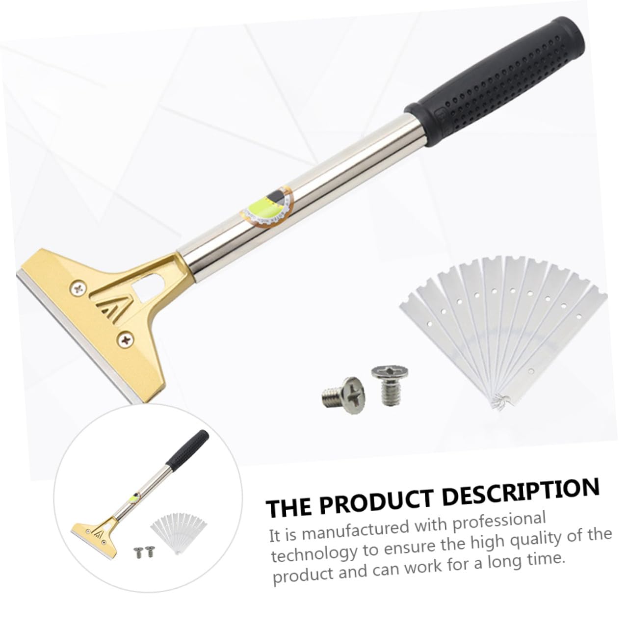 Raspador de Vidrio Ergonómico de Aleación de Aluminio y Acero para Limpieza y Eliminación de Adhesivos en Superficies Variadas