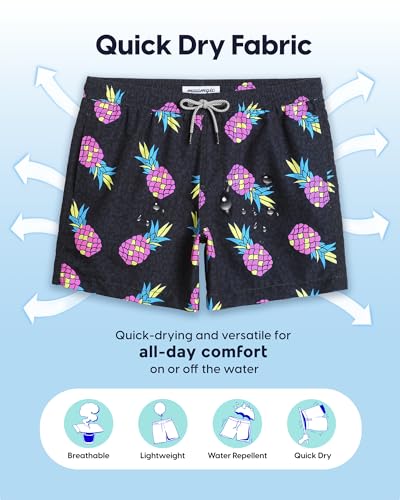 Image of maamgic Mens Swim Trunks 5 Inch with Mesh Lining, Quick Dry Mens Bathing Suit, Swim Shorts for Swimming and Beach