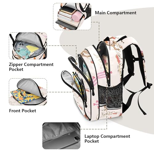 Cute Cowgirl Cowboy Boots Desert Backpack for School Study Book Bag Laptop Backpack Work Travel Computer Bags with Reflective Stripes4