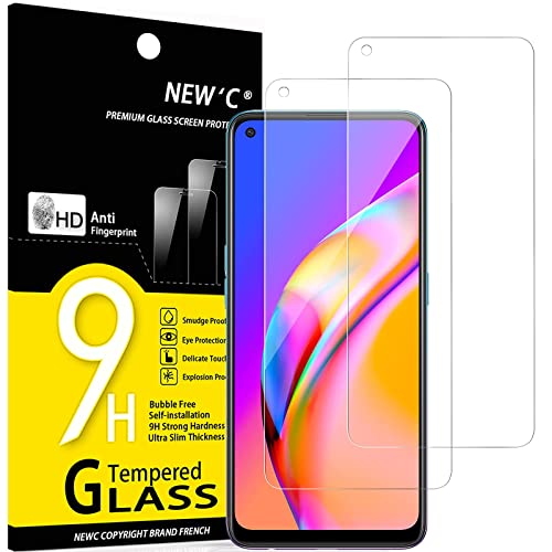 NEW'C 2 Stück für Oppo A74 4G, Oppo A94 5G für Panzerglas, Frei von Kratzern, 9H Festigkeit, HD Bildschirmschutzfolie, 0.33mm Ultra-klar, Ultrawiderstandsfähig