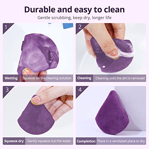 Beakey 5Pcs Triangle Powder Puff Set - Soft Makeup Powder Puffs For Flawless Application, Versatile Use Boun Boun Sponges With Liquid & Powder Products, Durable & Easy-To-Clean, Purple #TOP5