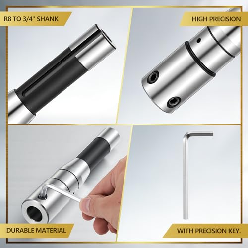 Image of Annular Cutter Arbor Adapter, R8 to 3 /4 inch Weldon Shank Compatible with Bridgeport Milling Machine, Hardened Steel, High Precision CNC Machined, 7 /16 inch-20 Drawbar Compatible(Standard)