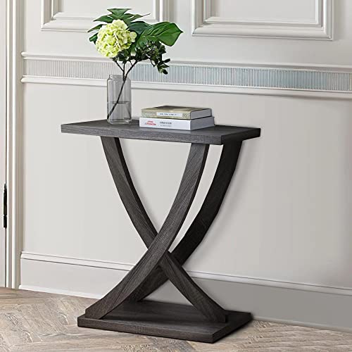 Benzara Wooden Console Sofa Side End Table with Curved Legs, Distressed Gray
