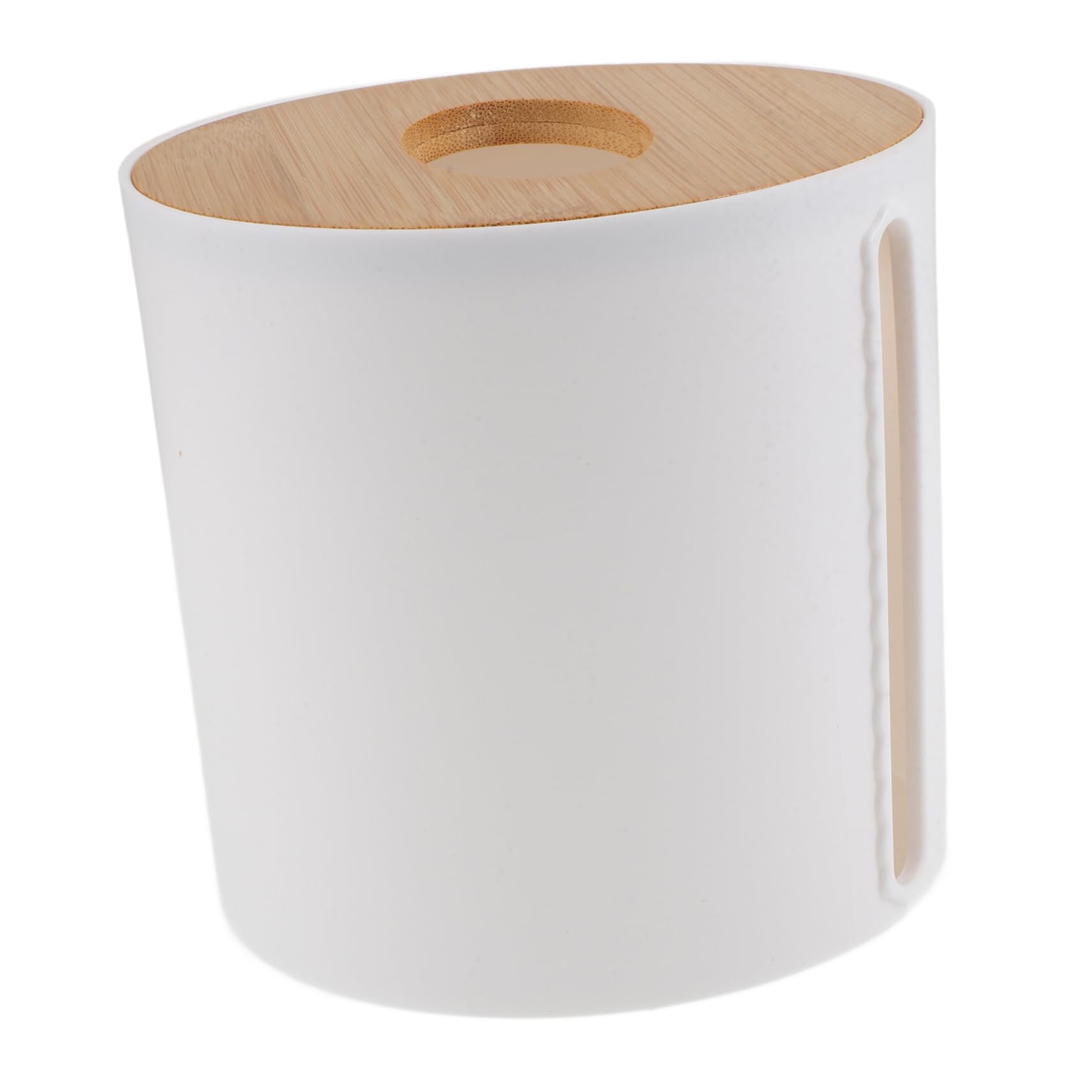 Zerodeko 2 pezzi Dispenser Rotolo Igienica con Bamboo e Contenitore Rotondo per Cucina e Bagno Portarotolo da Stabile per Organizzazione Casa e Ufficio Bianco