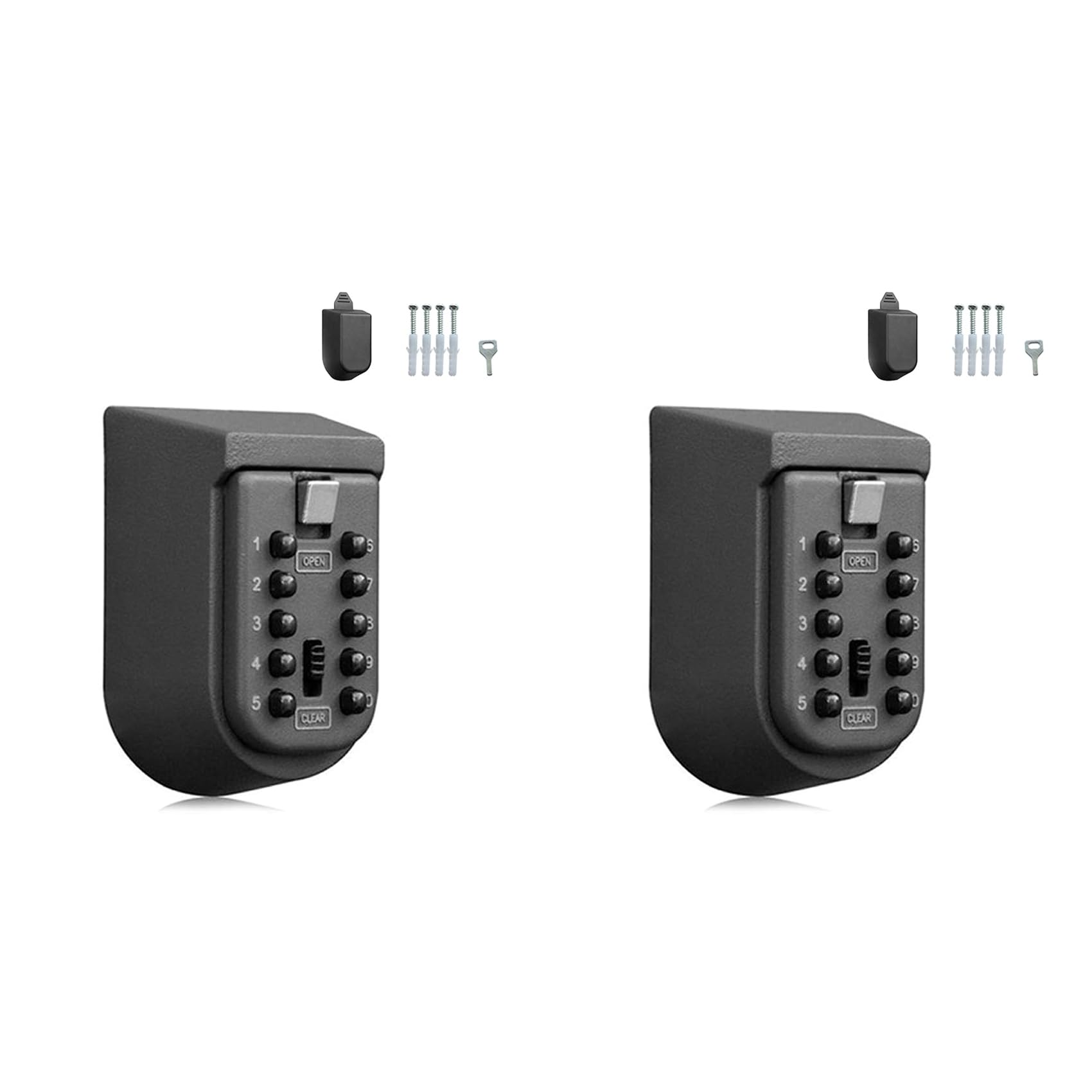 Wall-Mounted Key Safe for Home Use, 2-Pack with 10-Digit Lock