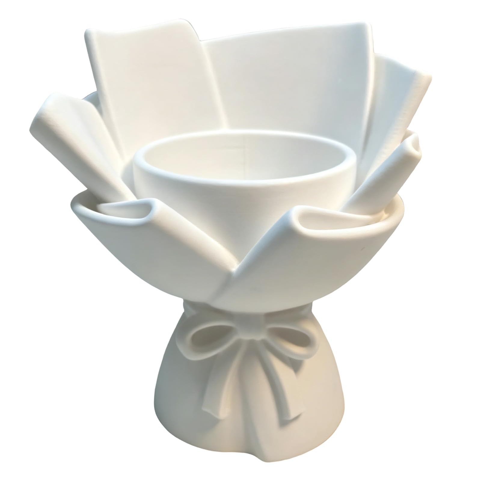 Oxxggkao White Romance Flower Bouquet Shaped Pencil Cup Holder With Wide Base Pots For Stable Desktop Storage And Decorations Published Arrangement Pen Owner Flower Container Pen Cup