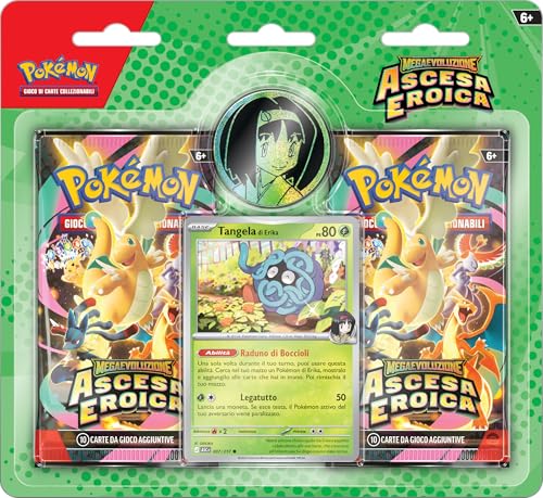 Pokémon: collezione Erika dell’espansione Megaevoluzione - Ascesa Eroica del GCC Pokémon (una carta promozionale olografica, una moneta e due buste di espansione)