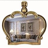 SJYDQ Antiker goldener Spiegel König Kronenförmiger Schminkspiegel Metall Badezimmer Vintage Zimmerdekoration (Color : Gold)