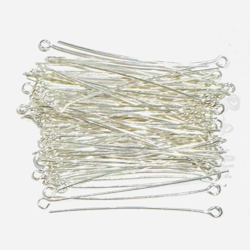 250 pcs of Silver Plated Brass Eye Pin - 2 inch Long - 22 Gauge