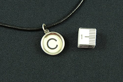 Miniblings Typewriter Keys Leather Cord 45cm Chosse a Letter Name Initial White, Letter:J