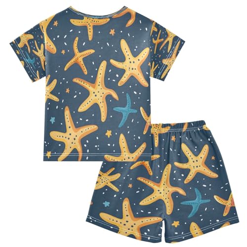 senya Short Sleeve Pajamas Sets Summer Cotton Sleepwear Yellow Starfish2