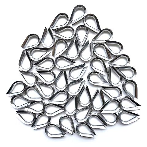 HEVERP 50 PCS M3 Stainless Steel Thimbles for 1/8 Inches Diameter Wire Rope Cover