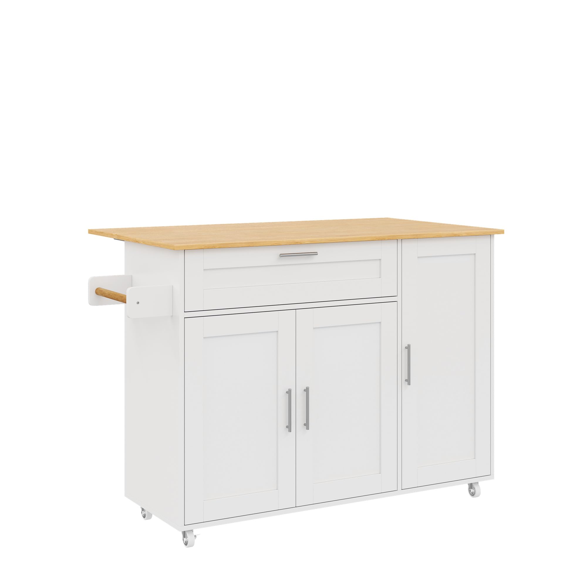 132,5 x 44 (70 x 90 cm, tavolo da cucina mobile, piano di lavoro, pieghevole, in legno di quercia, multifunzionale, portaspezie, porta asciugamani, 5 rotoli, adatto per cucina/mangiare/casa (bianco +