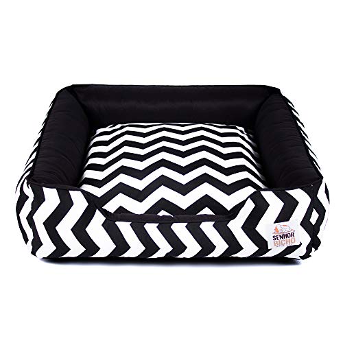Enxoval Cama de Cachorro com Zíper Pandora Senhor Bicho - M - Chevron Preto