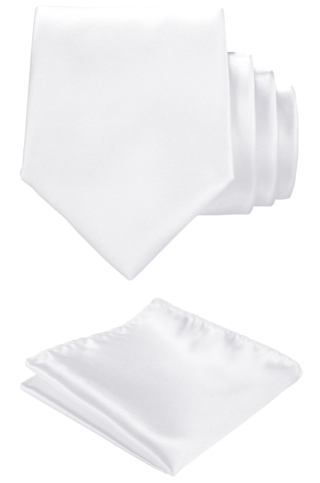 TIE G Solid Satin Woven dyed Color Formal Black Necktie and Pocket Square Sets in Gift Box