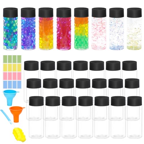 Mhtdet 29 Pcs Empty Plastic Sensory Bottles With Lids,10 Oz/ 300 Ml Leakproof Clear Plastic Water Bottles Reusable Empty Bottles For Sensory Crafts Classroom Handmade Party Supply