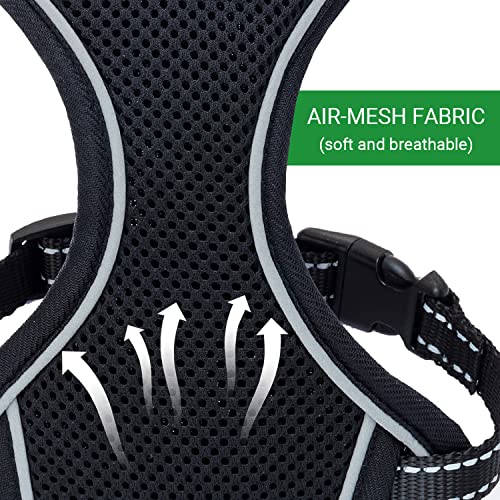 Cat-Harness-and-Leash-Set-for-Walking-Escape-Proof-Reflective-Adjustable-Cat-Vest-Harness-for-Small-to-Large-Cat-Puppy-Cute-Black-Mesh-Breathable-Soft-Cat-Full-Body-Harness