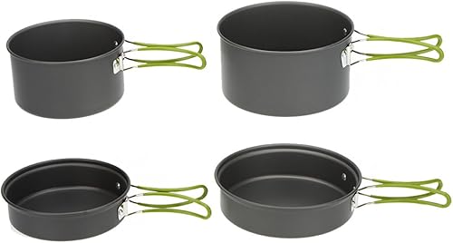 Miniatura 4 de Lixada Utensilios de cocina para camping, juego de ollas y sartenes, juego de ollas y sartenes, ollas ligeras, equipo de cocina para mochileros,