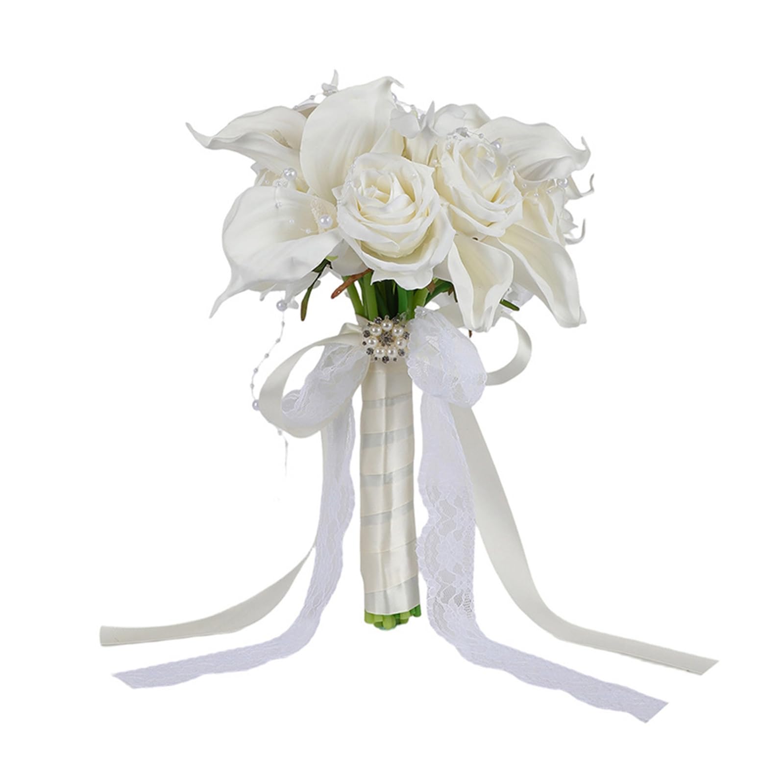 Dateless - Mazzi di fiori artificiali per matrimonio con rose di seta, gigli, decorazioni per eventi, bouquet da sposa, fiori di seta, eleganti fiori artificiali per il matrimonio
