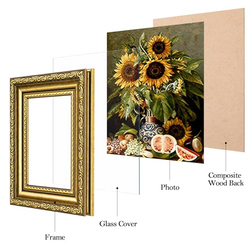 Image of eletecpro 3x4 Vintage Picture Frame, Glass Cover, Gold, 2-Pack | Display Photo 3x4, Horizontal or Vertical, Tabletop Decor