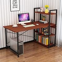 Amazon | 棚付きコンピューターデスク、リバーシブル本棚付き47インチ