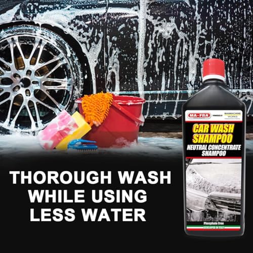 Image of MAFRA Neutral Car Wash Shampoo (1L) | High Foaming Concentrated Formula for Exterior Cleaning | Safe on All Paints & Coatings | Streak-Free Wash | Suitable for Car & Motorbike (1 L(Pack of 2))