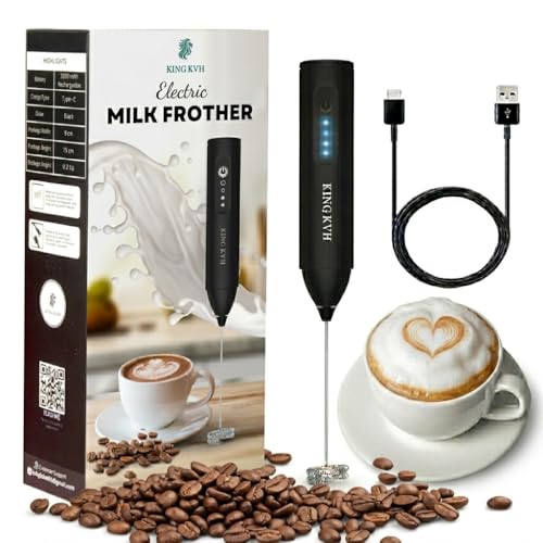 Image of Electric Milk Frother & Coffee Beater | 3-Speed Type-C Rechargeable Handheld Mixer with Dual Spring Whisk | Portable Foam Maker for Latte, Cappuccino, Matcha & Hot Chocolate