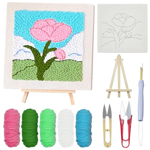 Kit aiguille de poinçonnage Attuslla complet avec cadre de broderie débutant cymbidium violet